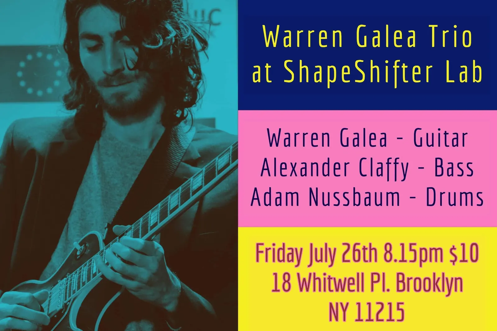 Warren Galea Trio concert poster for ShapeShifter Lab