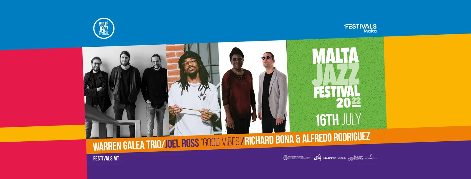 Malta Jazz Festival banner featuring Warren Galea