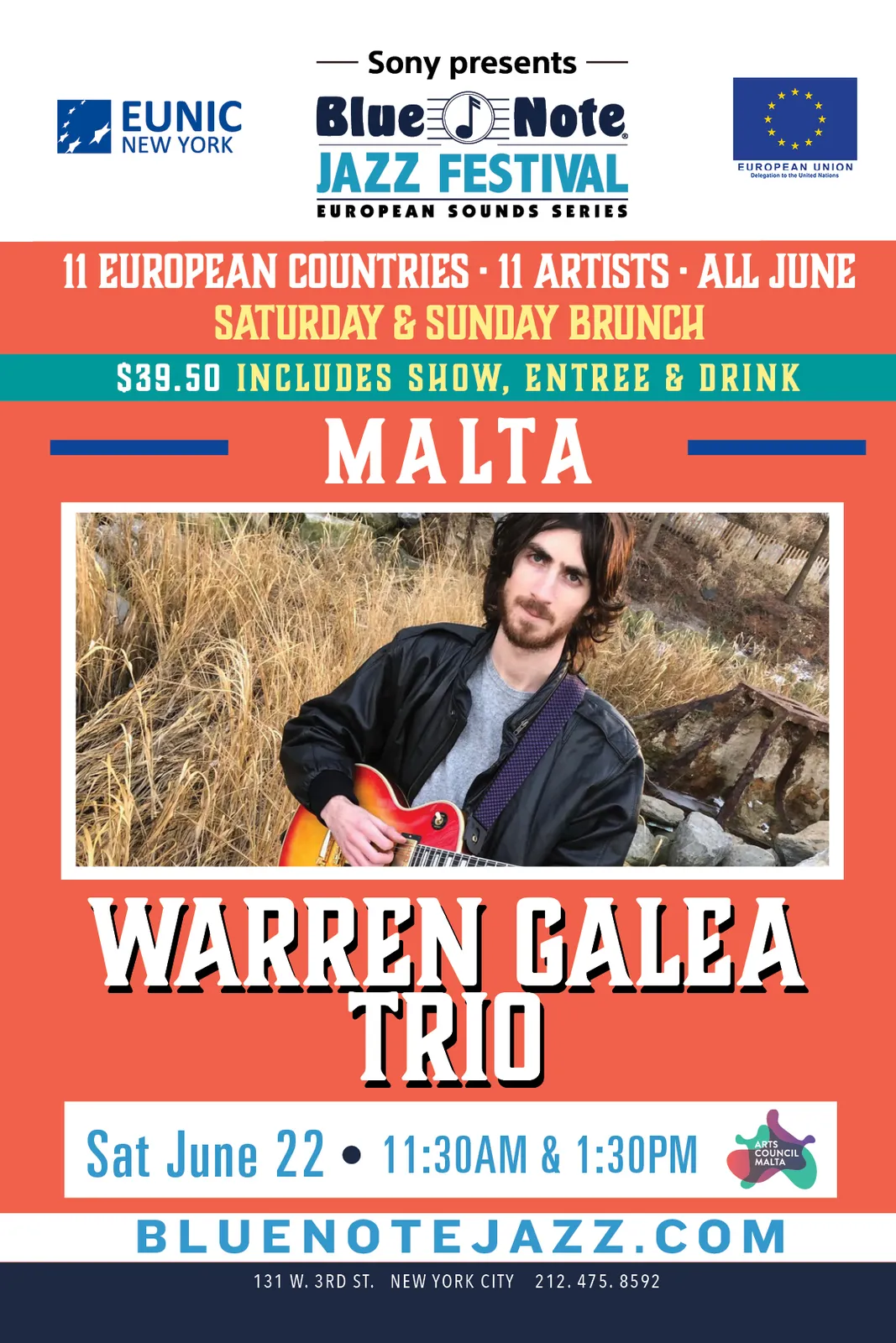 Blue Note Jazz Festival poster for the Warren Galea Trio